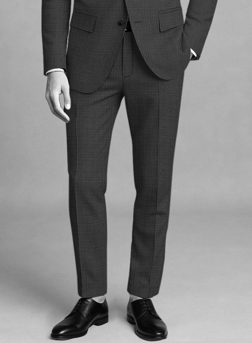 Napolean Bob Weave Gray Wool Pants - StudioSuits