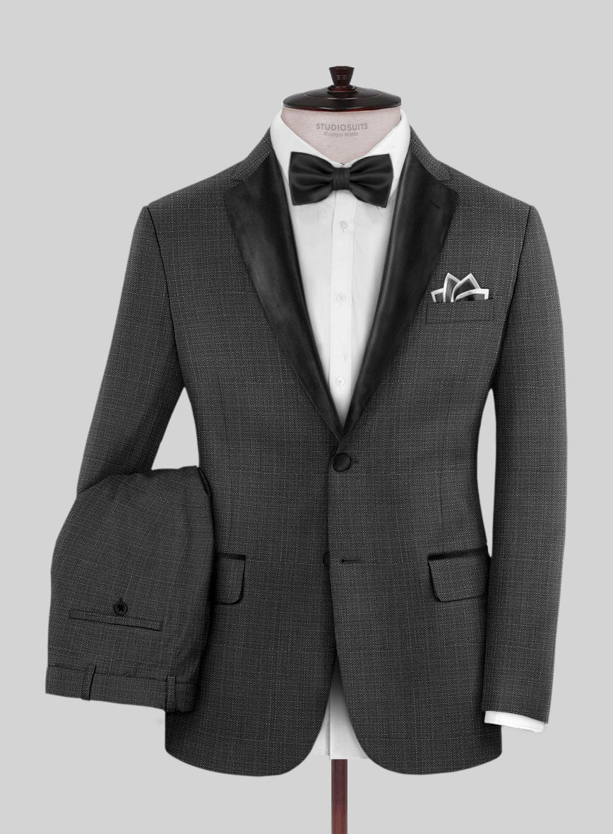 Napolean Bob Weave Gray Wool Tuxedo Suit - StudioSuits