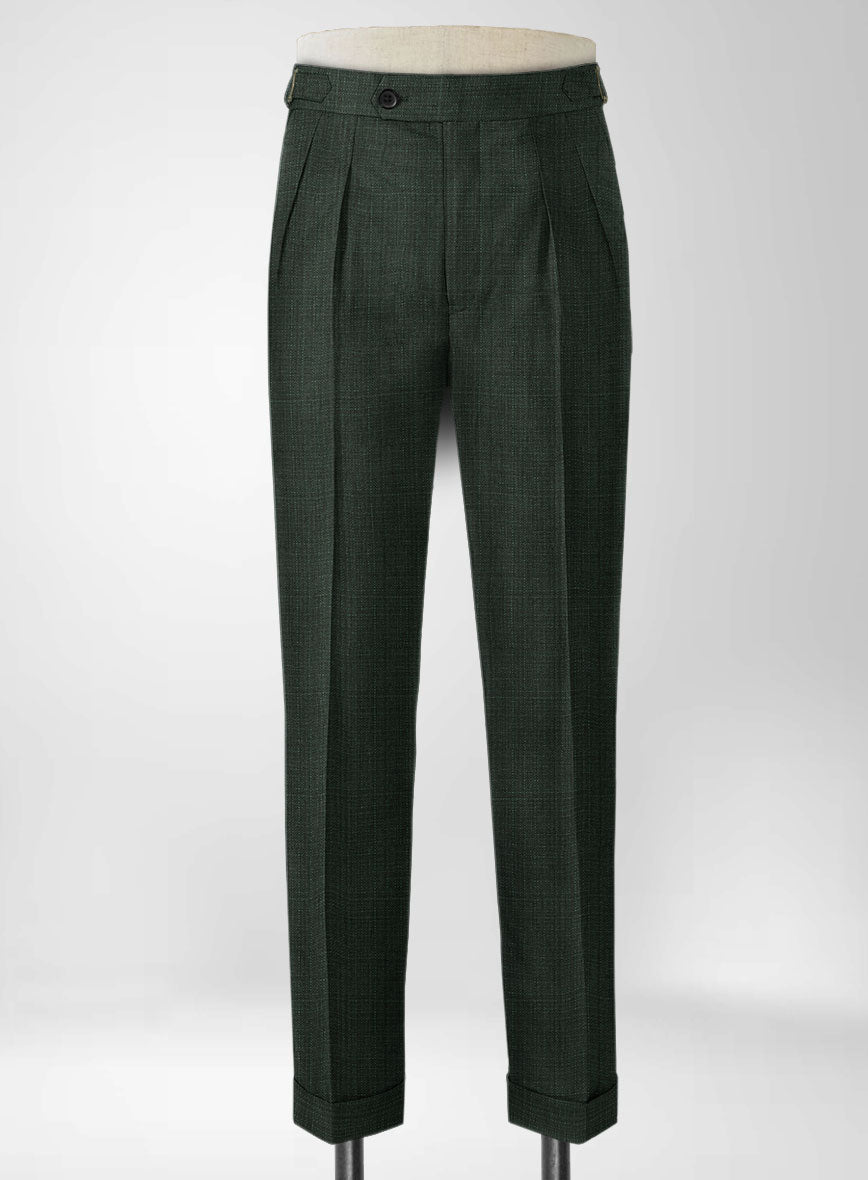 Napolean Bob Weave Green Wool Highland Trousers - StudioSuits