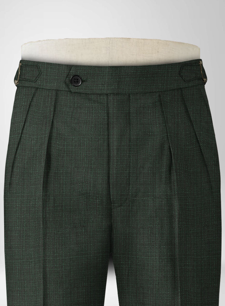 Napolean Bob Weave Green Wool Highland Trousers - StudioSuits