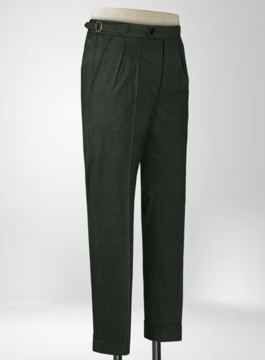 Napolean Bob Weave Green Wool Highland Trousers - StudioSuits