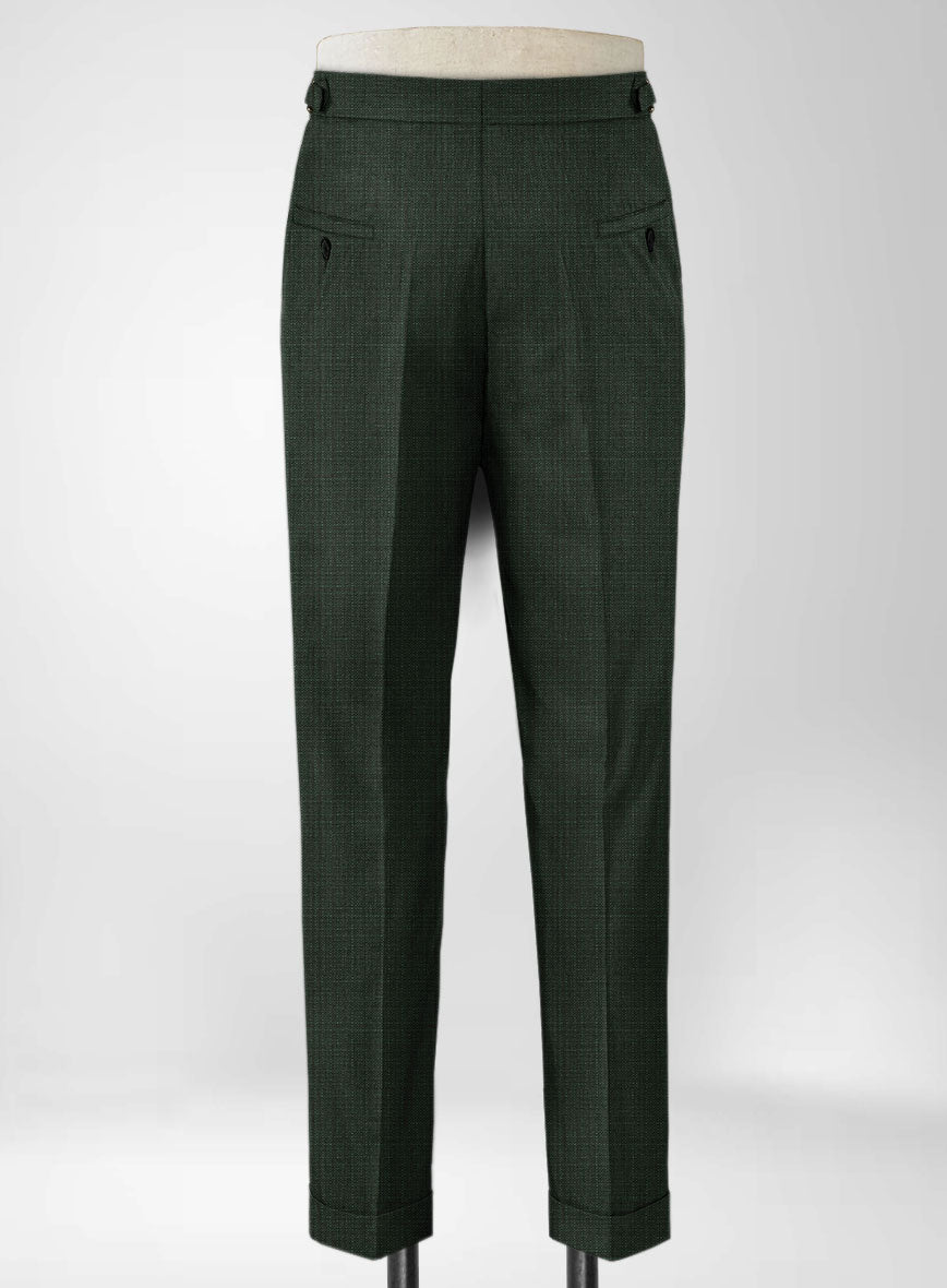 Napolean Bob Weave Green Wool Highland Trousers - StudioSuits