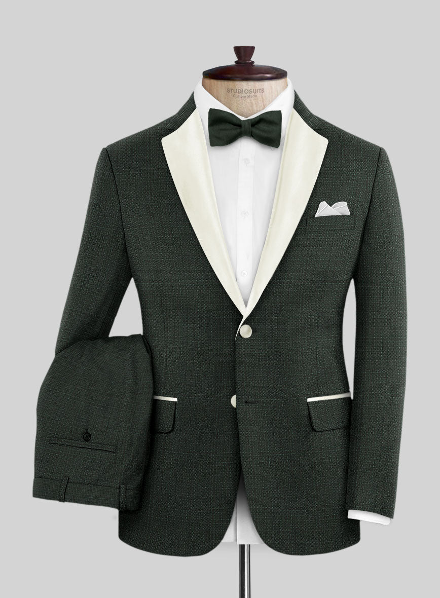 Napolean Bob Weave Green Wool Tuxedo Suit - StudioSuits