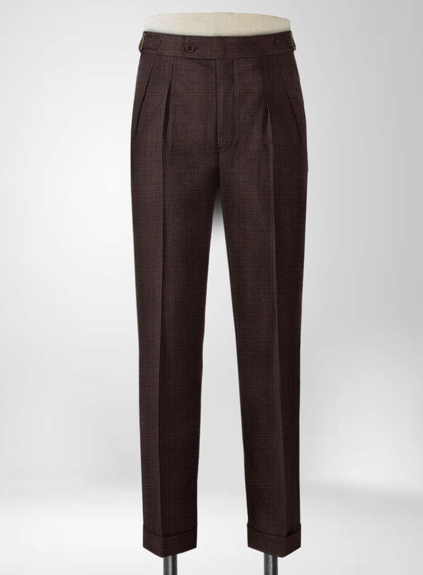 Napolean Bob Weave Rust Wool Highland Trousers - StudioSuits