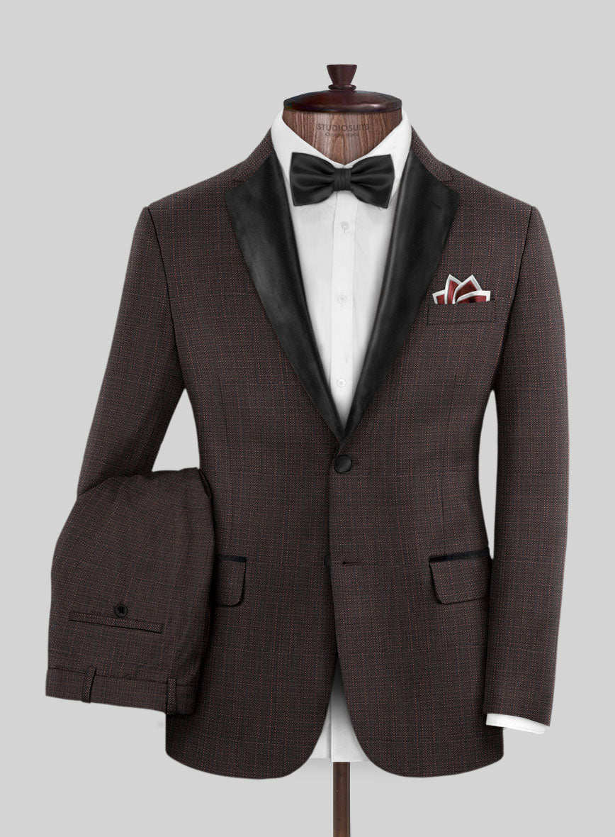 Napolean Bob Weave Rust Wool Tuxedo Suit - StudioSuits
