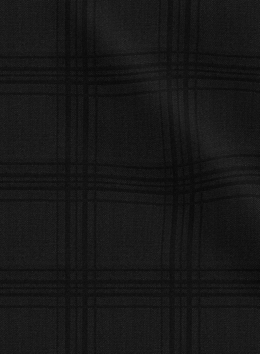 Napolean Brook Overcheck Black Wool Pants - StudioSuits