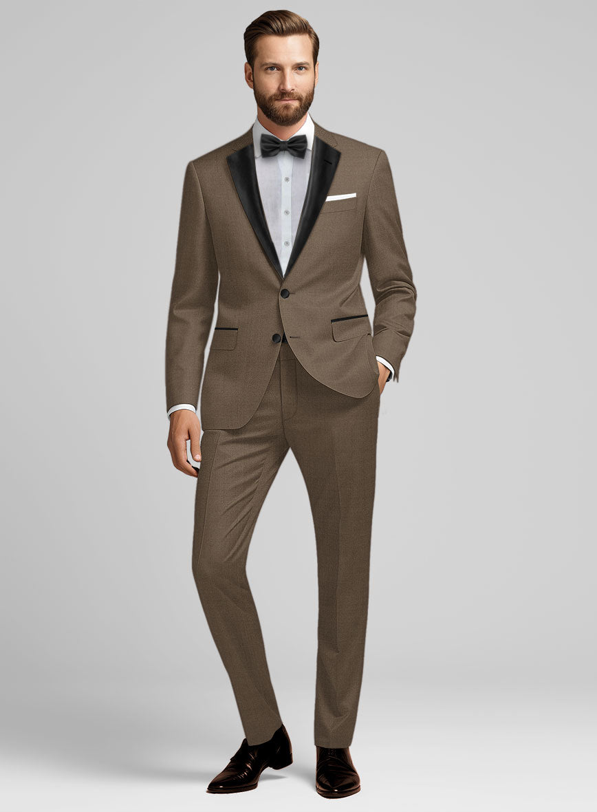 Napolean Brown Wool Tuxedo Suit - StudioSuits