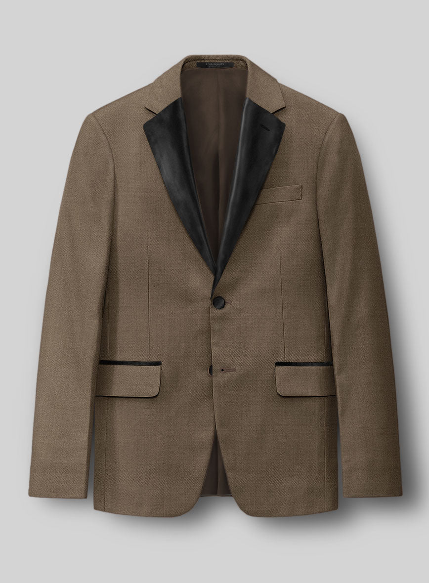 Napolean Brown Wool Tuxedo Jacket - StudioSuits