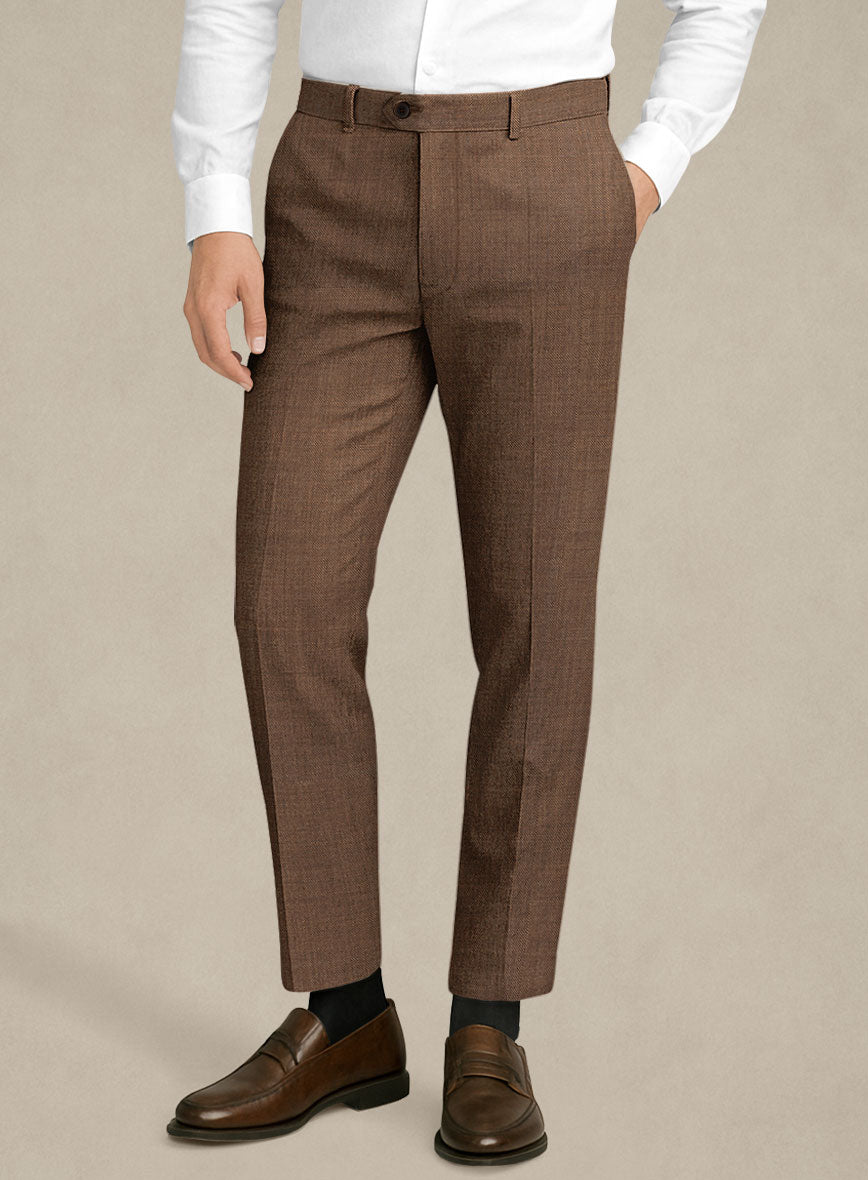 Napolean Caffaro Sharkskin Brown Wool Pants - StudioSuits