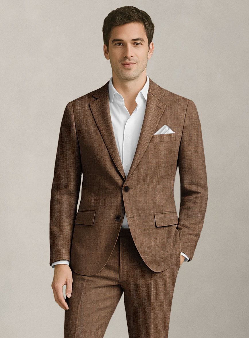 Napolean Caffaro Sharkskin Brown Wool Suit