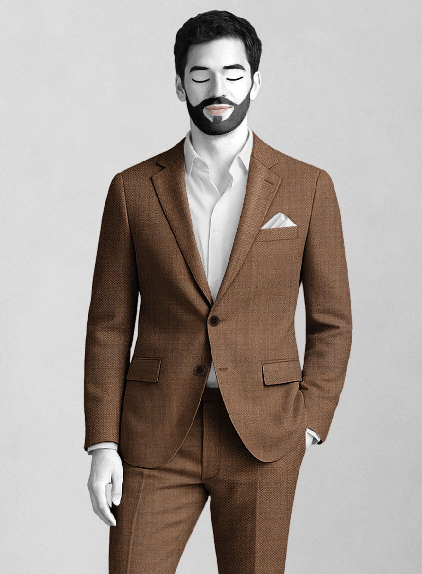 Napolean Caffaro Sharkskin Brown Wool Suit