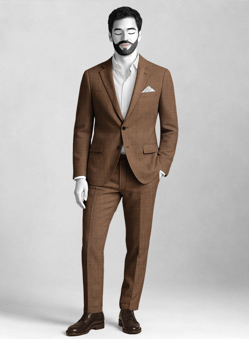 Napolean Caffaro Sharkskin Brown Wool Suit
