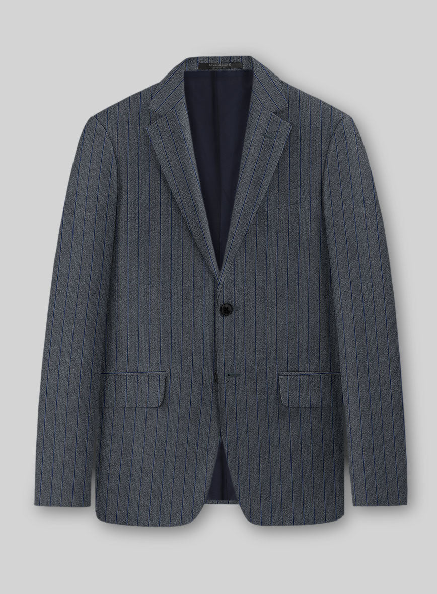 Napolean Calipso Stripe Blue Wool Jacket - StudioSuits