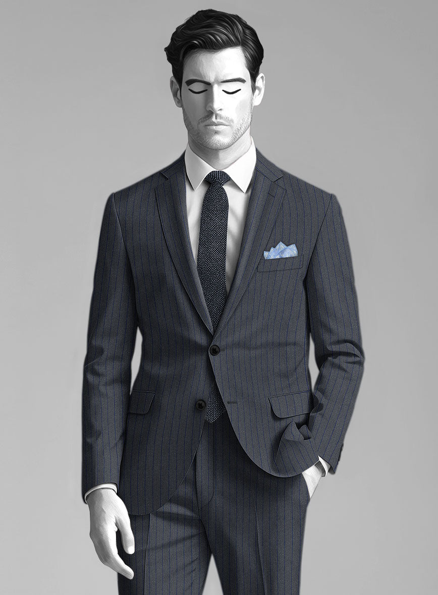 Napolean Calipso Stripe Blue Wool Jacket - StudioSuits