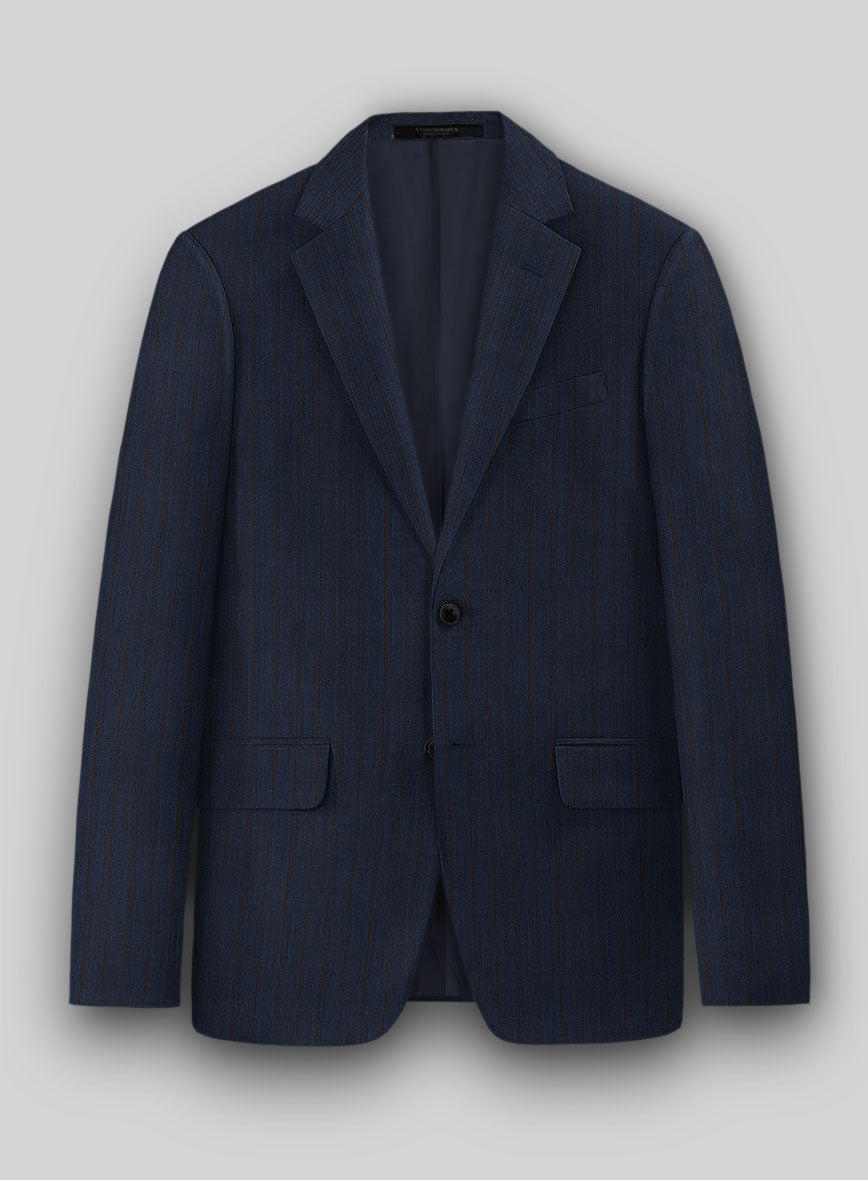 Napolean Calipso Stripe Dark Blue Wool Jacket - StudioSuits