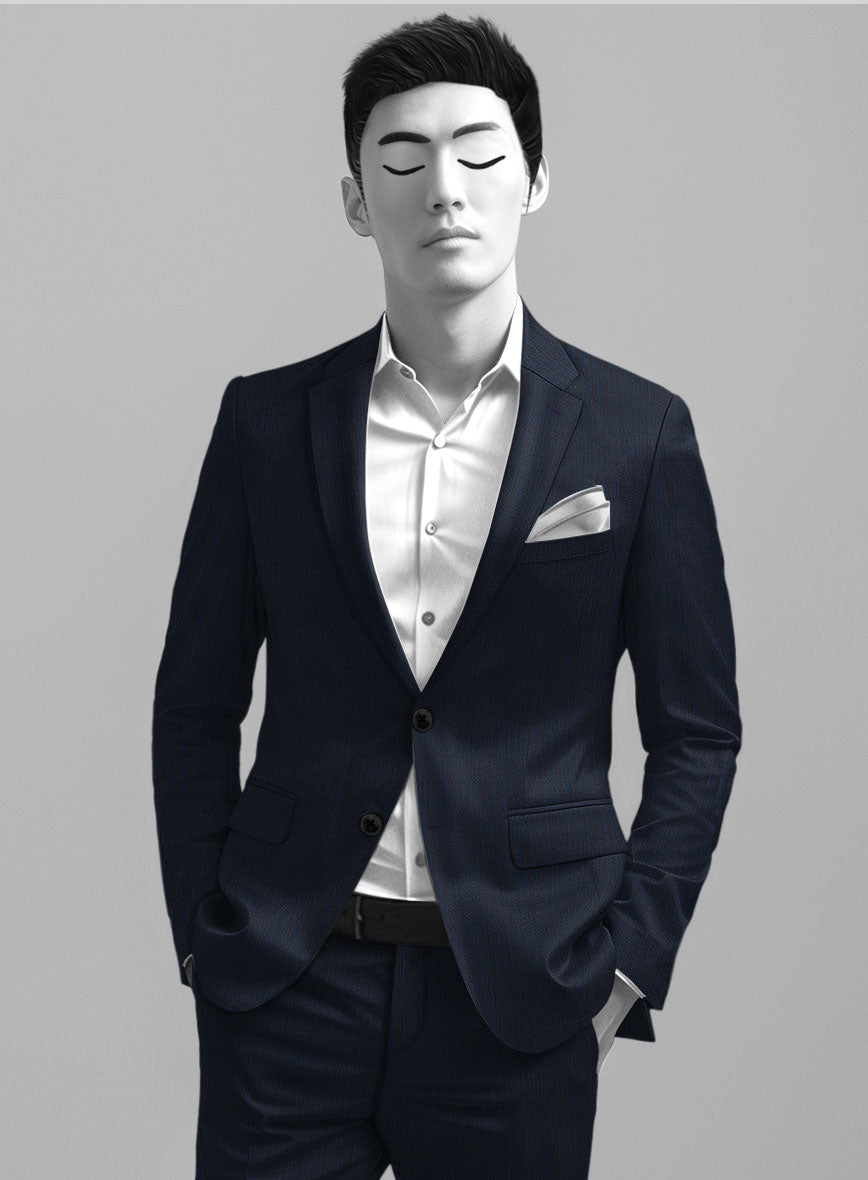 Napolean Calipso Stripe Dark Blue Wool Jacket - StudioSuits