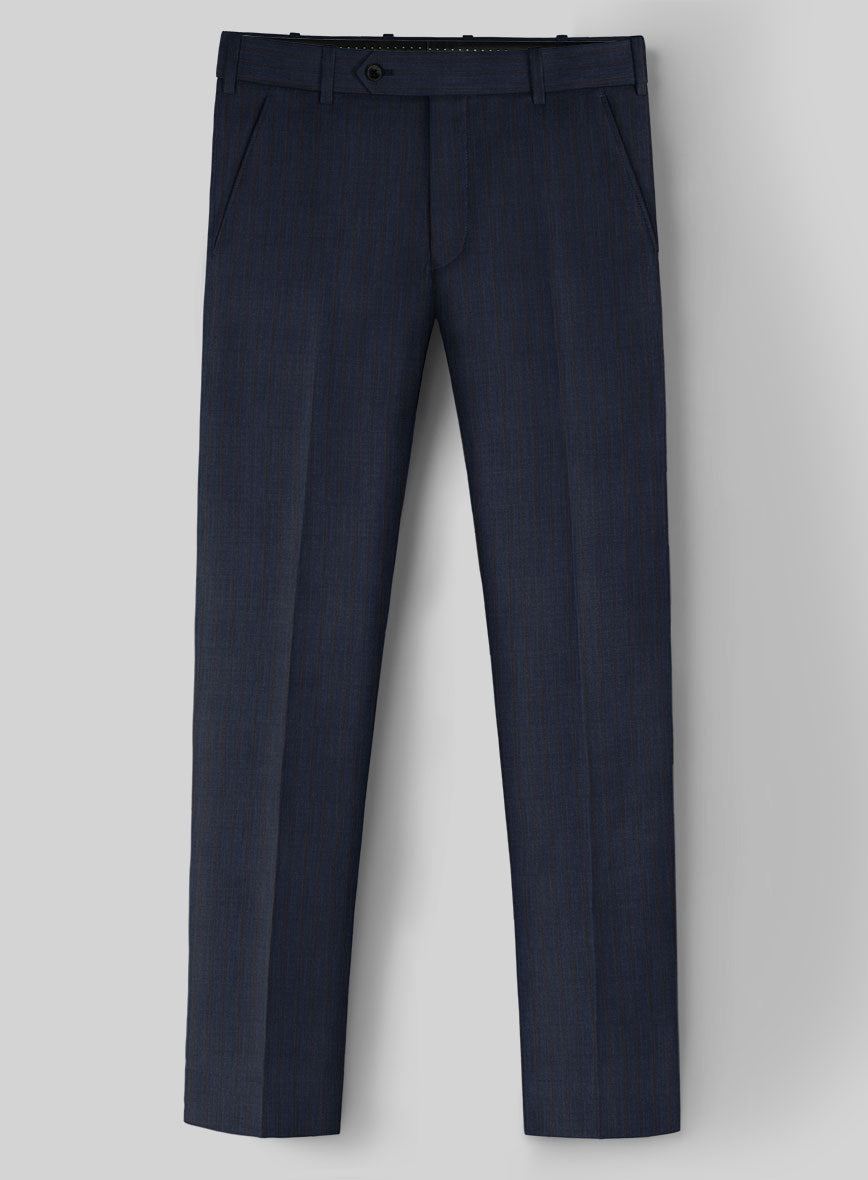 Napolean Calipso Stripe Dark Blue Wool Pants - StudioSuits