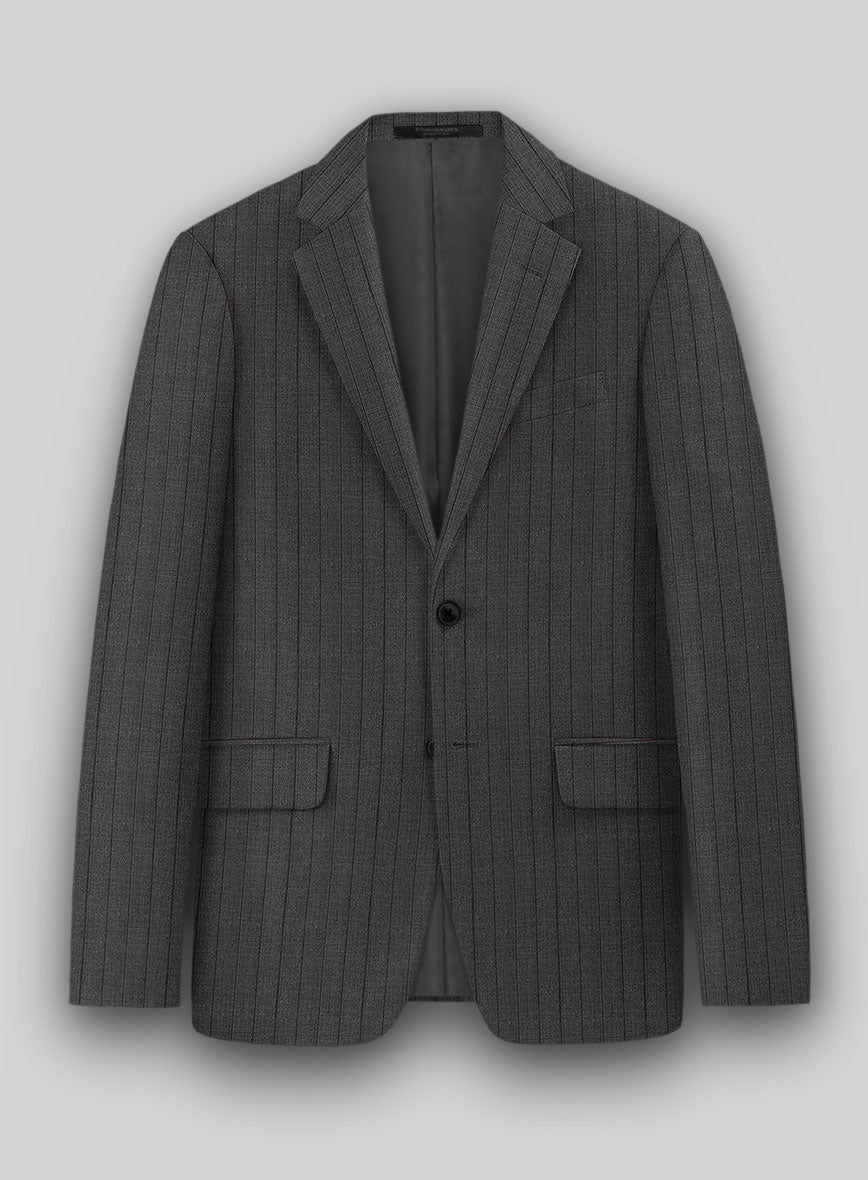 Napolean Calipso Stripe Gray Wool Jacket - StudioSuits