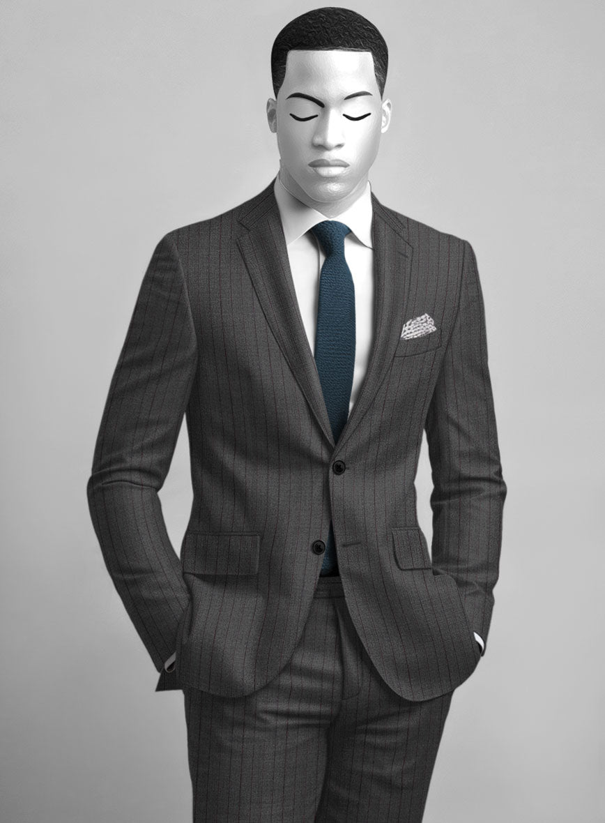 Napolean Calipso Stripe Gray Wool Jacket - StudioSuits