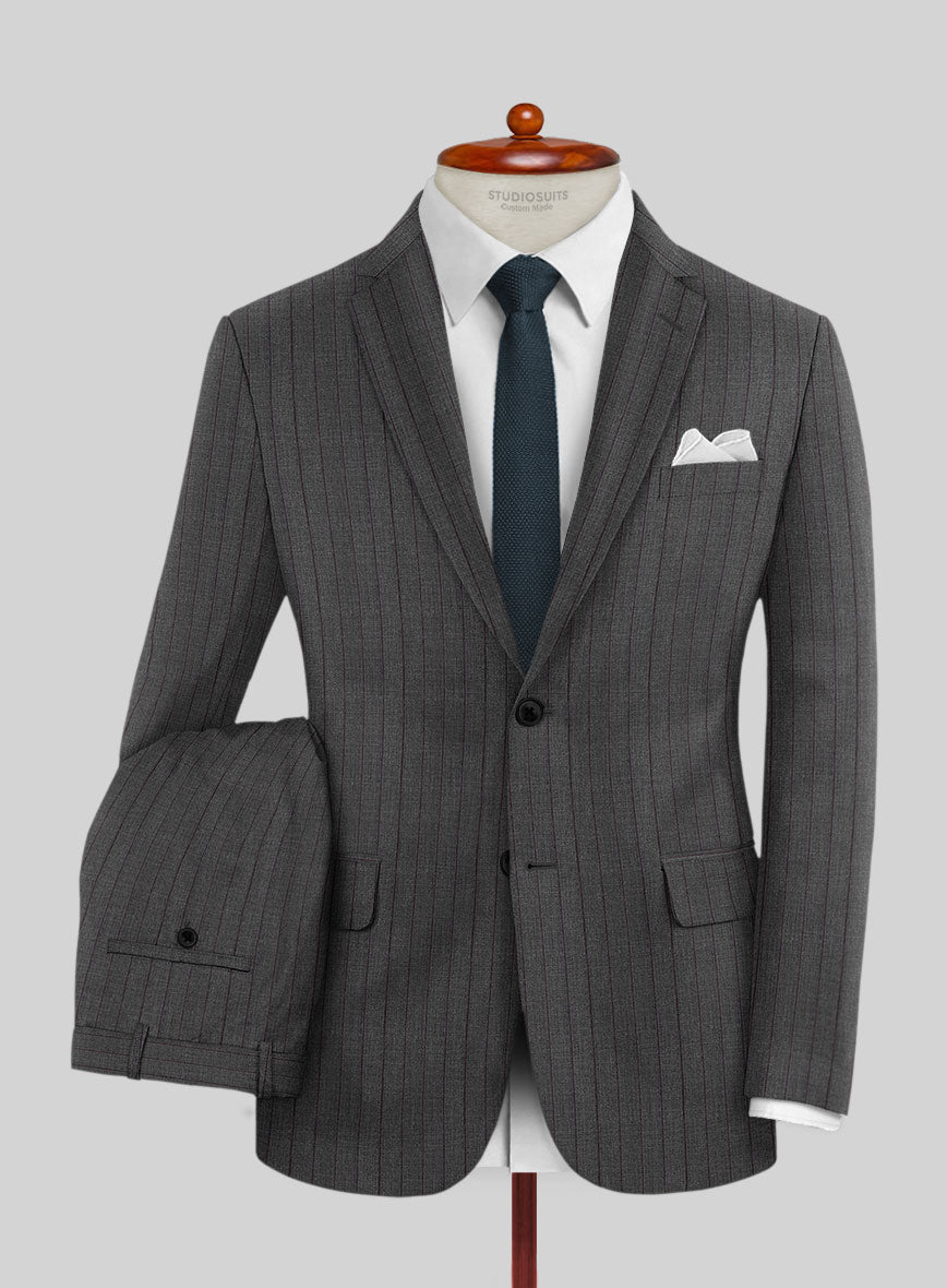 Napolean Calipso Stripe Gray Wool Suit - StudioSuits