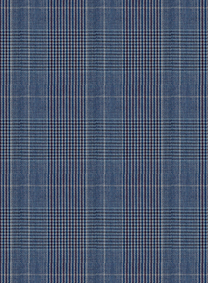 Napolean Canzo Glen Blue Wool Pants - StudioSuits