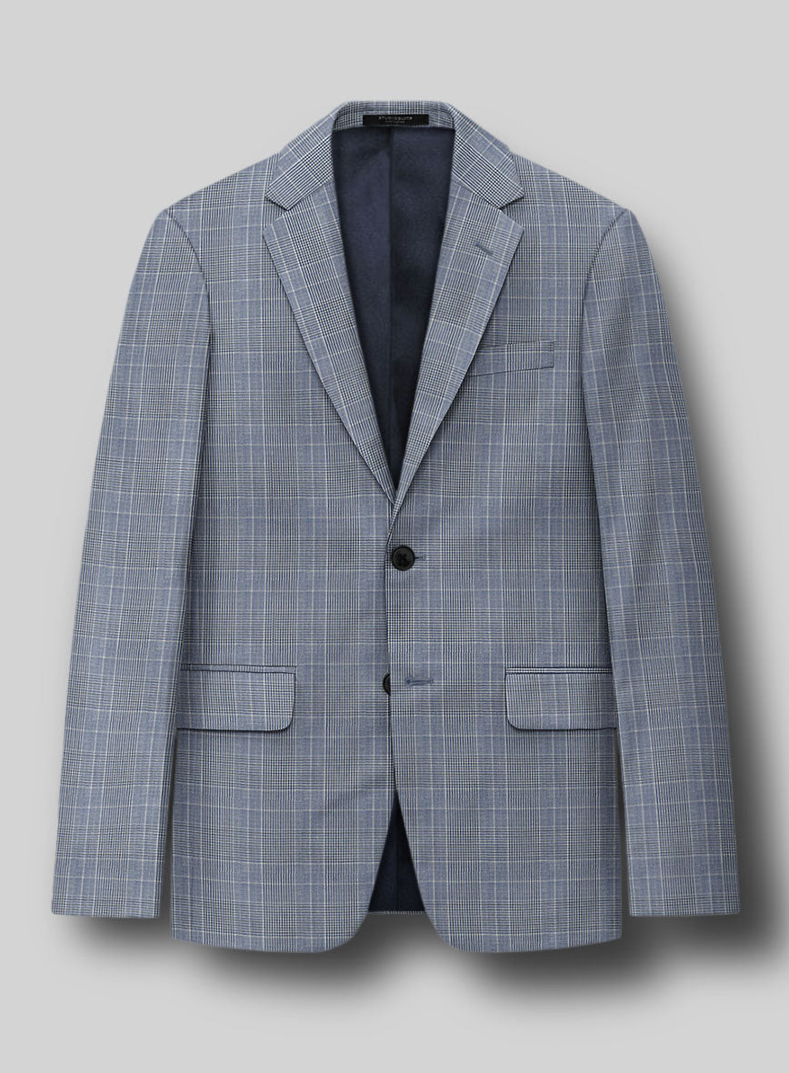 Napolean Canzo Glen Light Blue Wool Jacket - StudioSuits