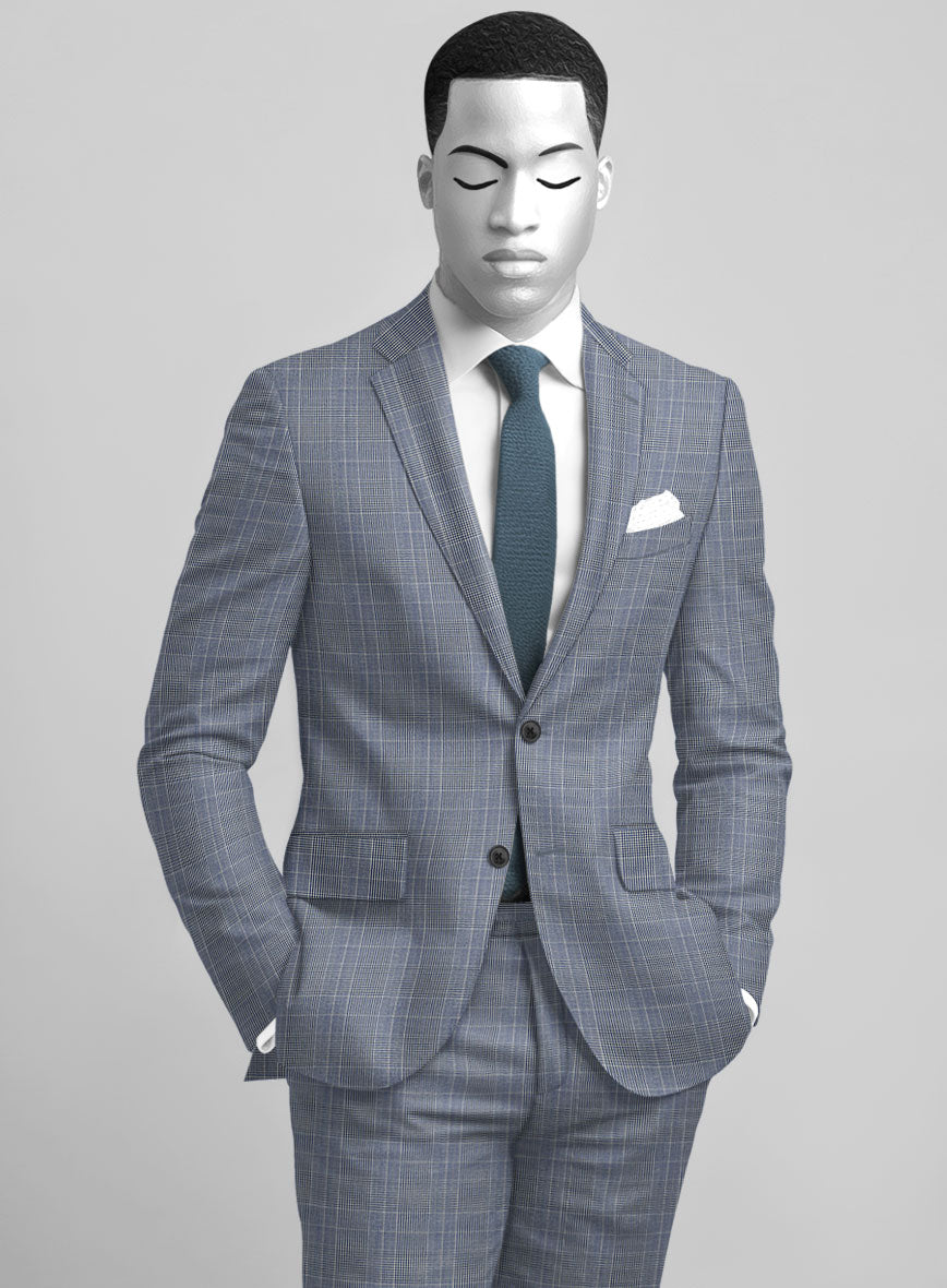 Napolean Canzo Glen Light Blue Wool Jacket - StudioSuits