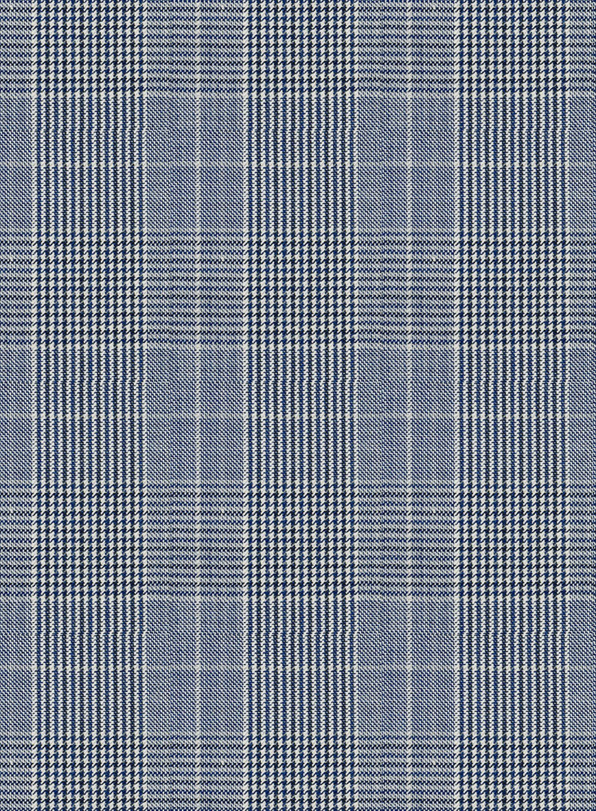 Napolean Canzo Glen Light Blue Wool Pants - StudioSuits