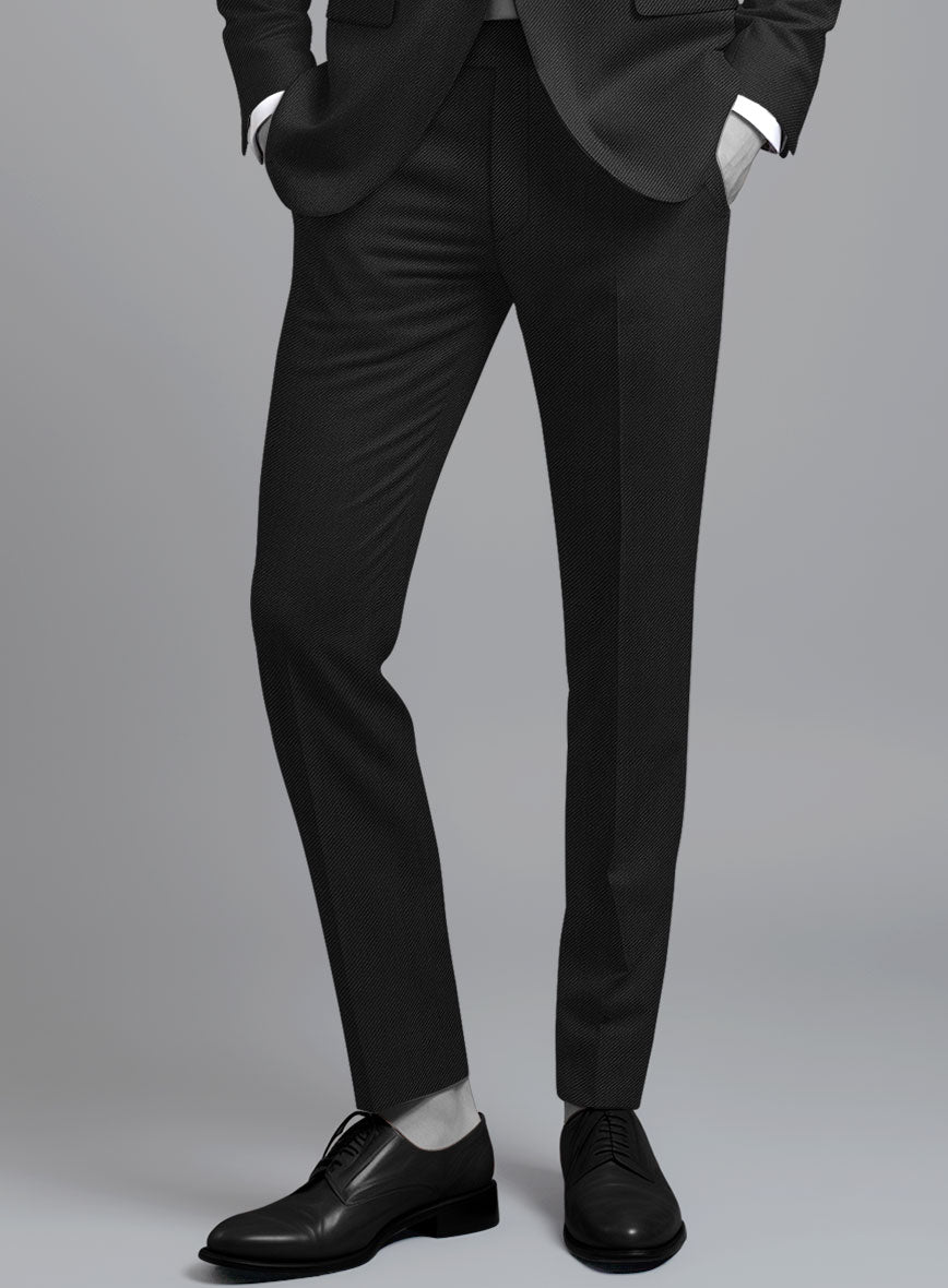 Napolean Cavalry Twill Black Wool Pants - StudioSuits
