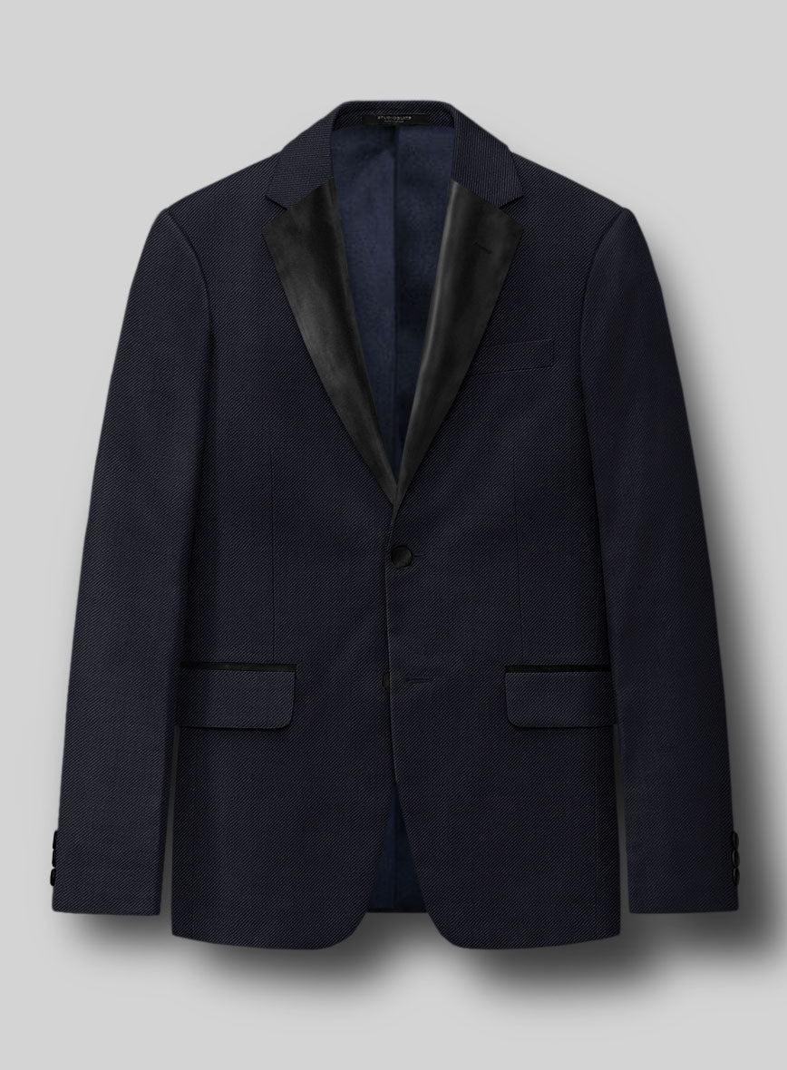 Napolean Cavalry Twill Blue Wool Tuxedo Jacket - StudioSuits