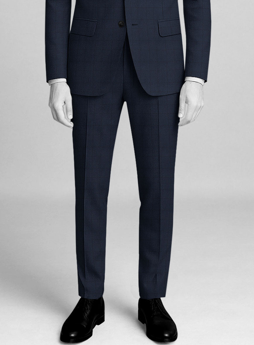 Napolean Classic English Blue Check Pants - StudioSuits
