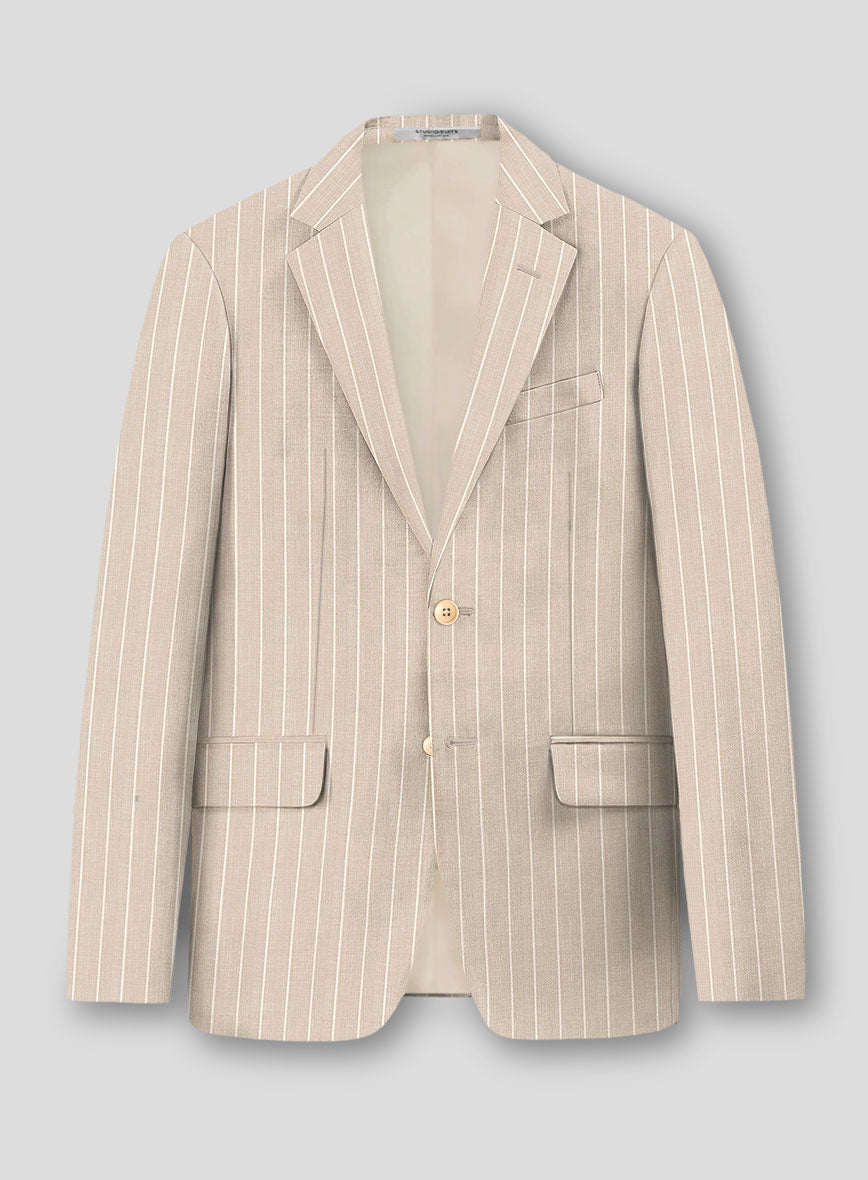 Napolean Como Bar Beige Wool Jacket - StudioSuits