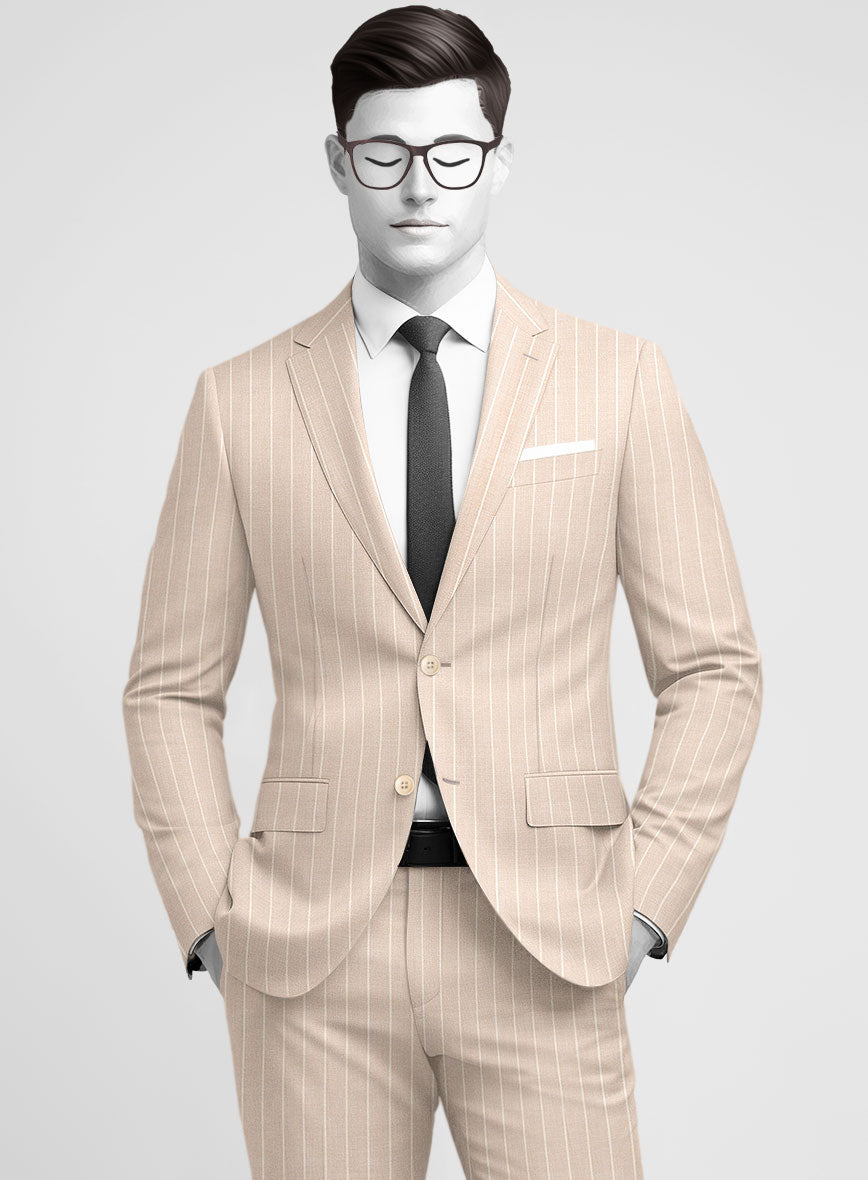 Napolean Como Bar Beige Wool Jacket - StudioSuits