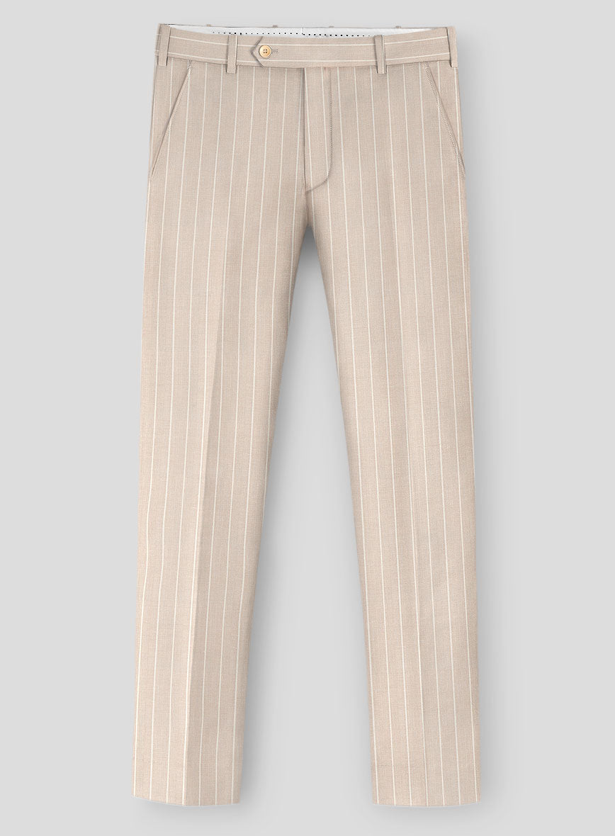 Napolean Como Bar Beige Wool Pants - StudioSuits
