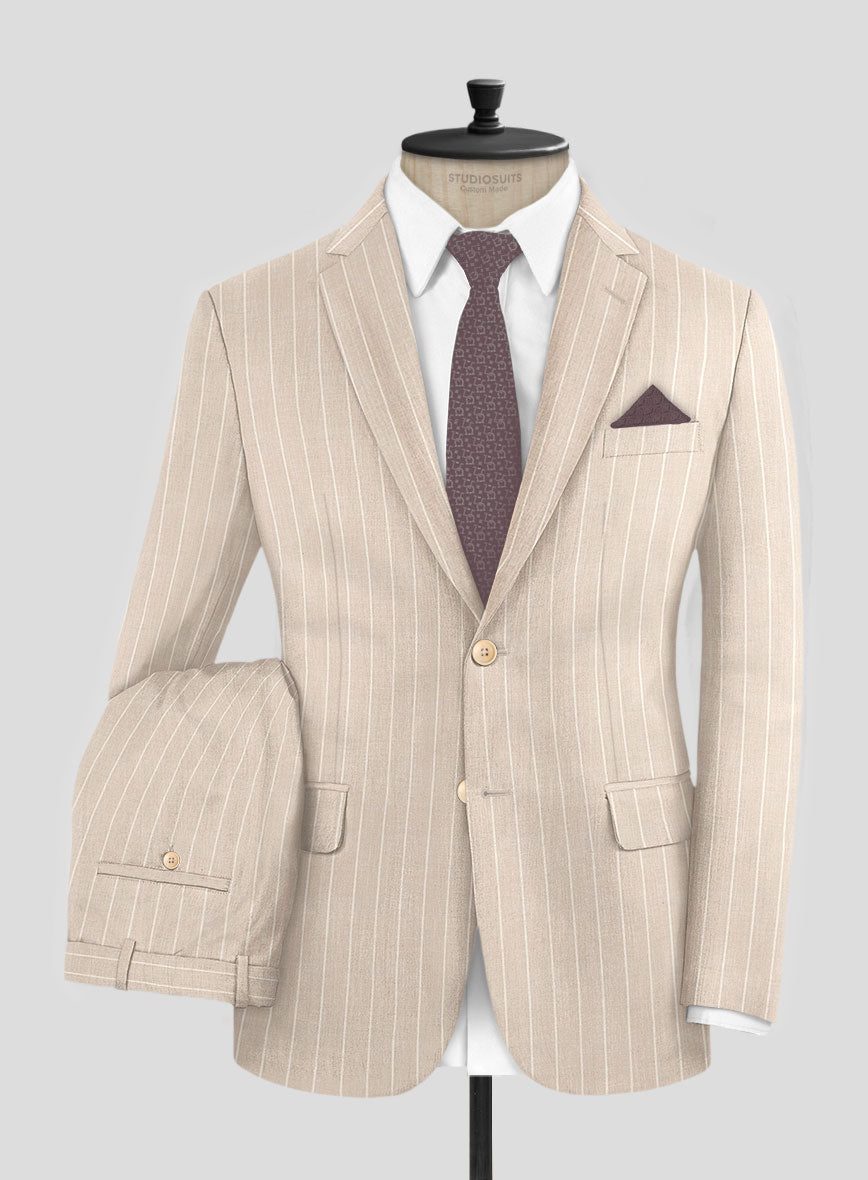 Napolean Como Bar Beige Wool Suit - StudioSuits