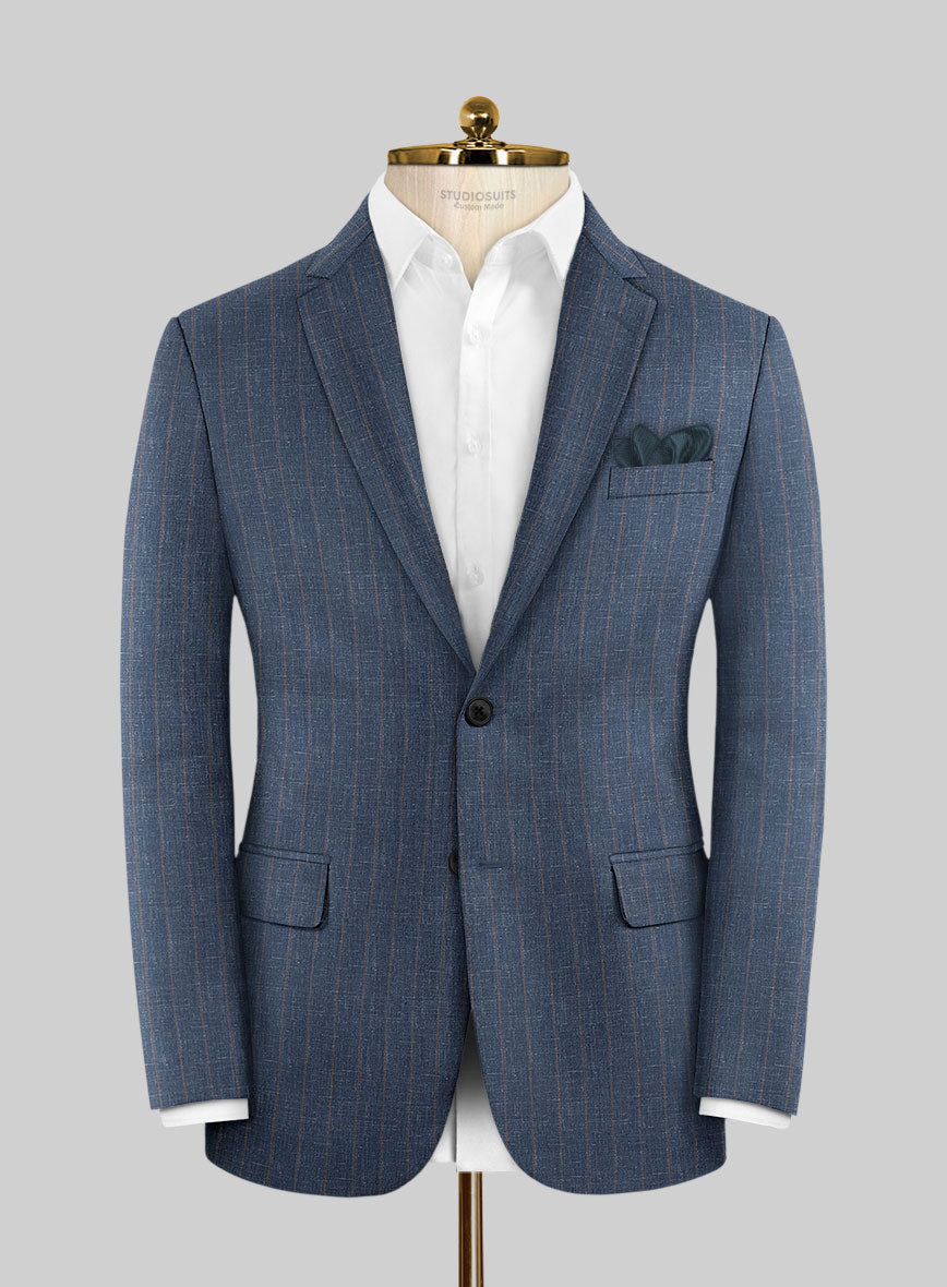Napolean Como Bar Blue Wool Jacket - StudioSuits