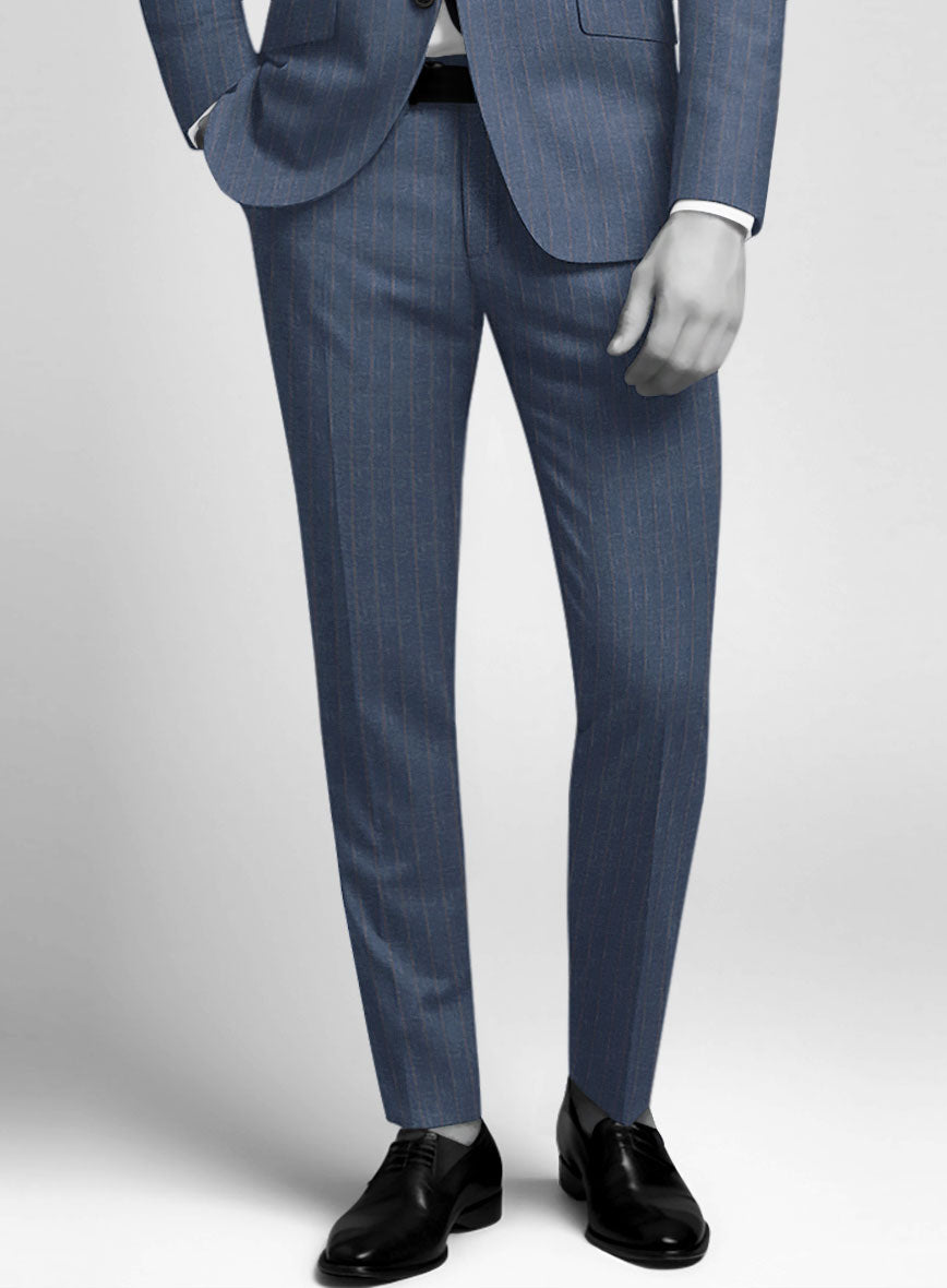 Napolean Como Bar Blue Wool Pants - StudioSuits