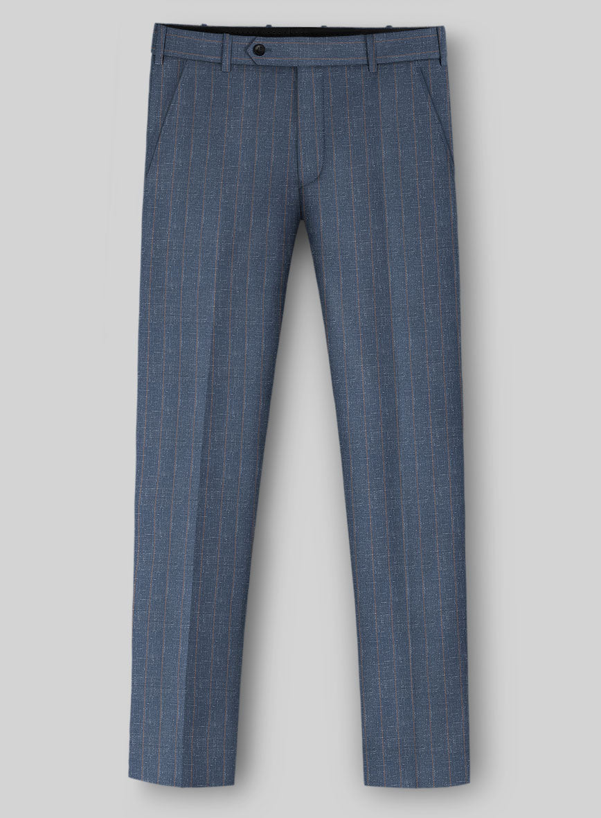 Napolean Como Bar Blue Wool Pants - StudioSuits