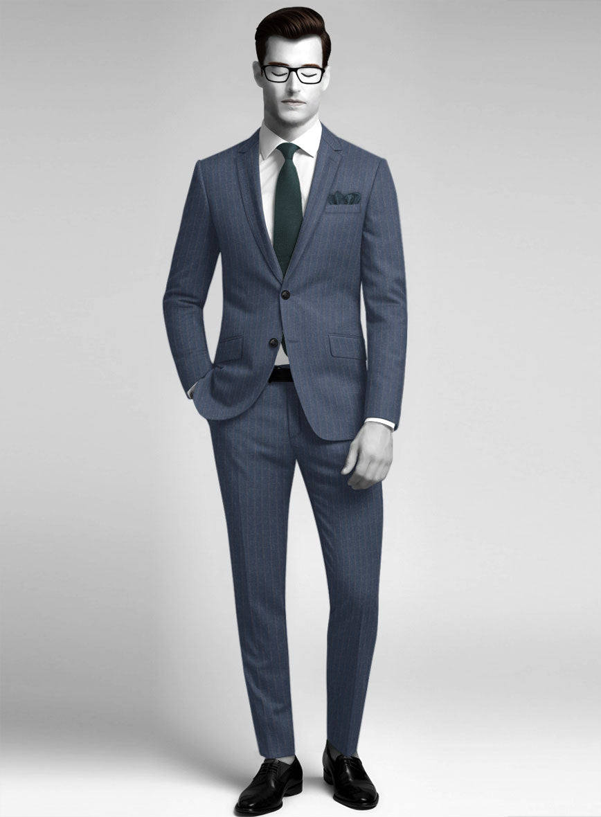 Napolean Como Bar Blue Wool Suit - StudioSuits