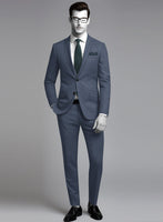 Napolean Como Bar Blue Wool Suit - StudioSuits