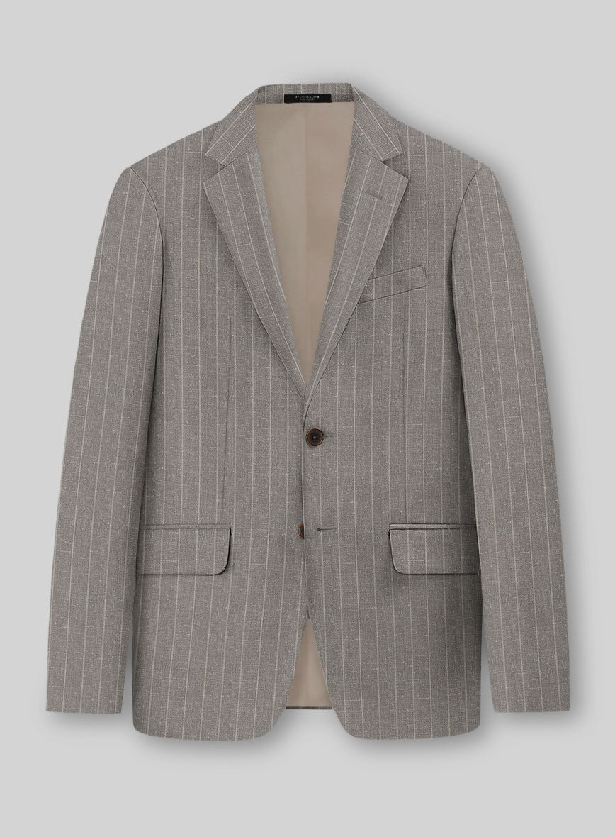 Napolean Como Bar Brown Wool Jacket - StudioSuits