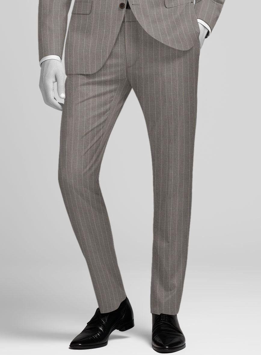 Napolean Como Bar Brown Wool Pants - StudioSuits