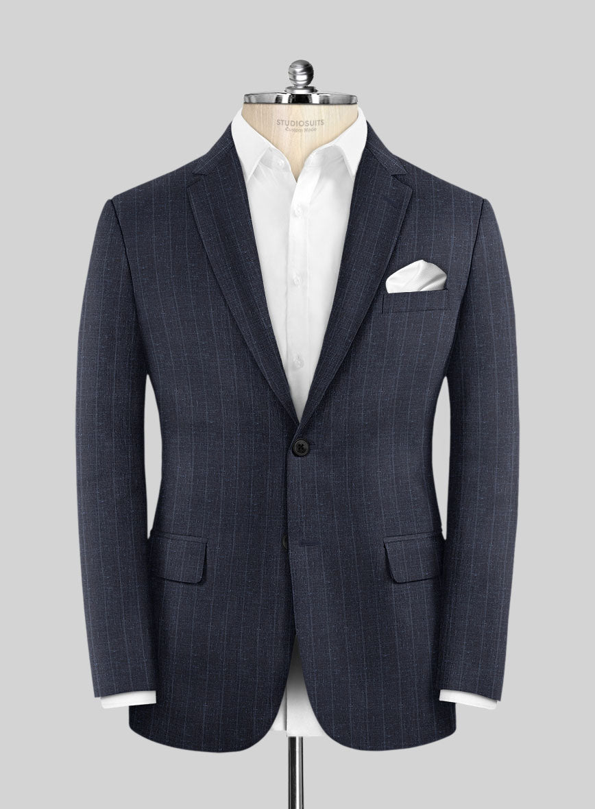 Napolean Como Bar Dark Blue Wool Jacket - StudioSuits