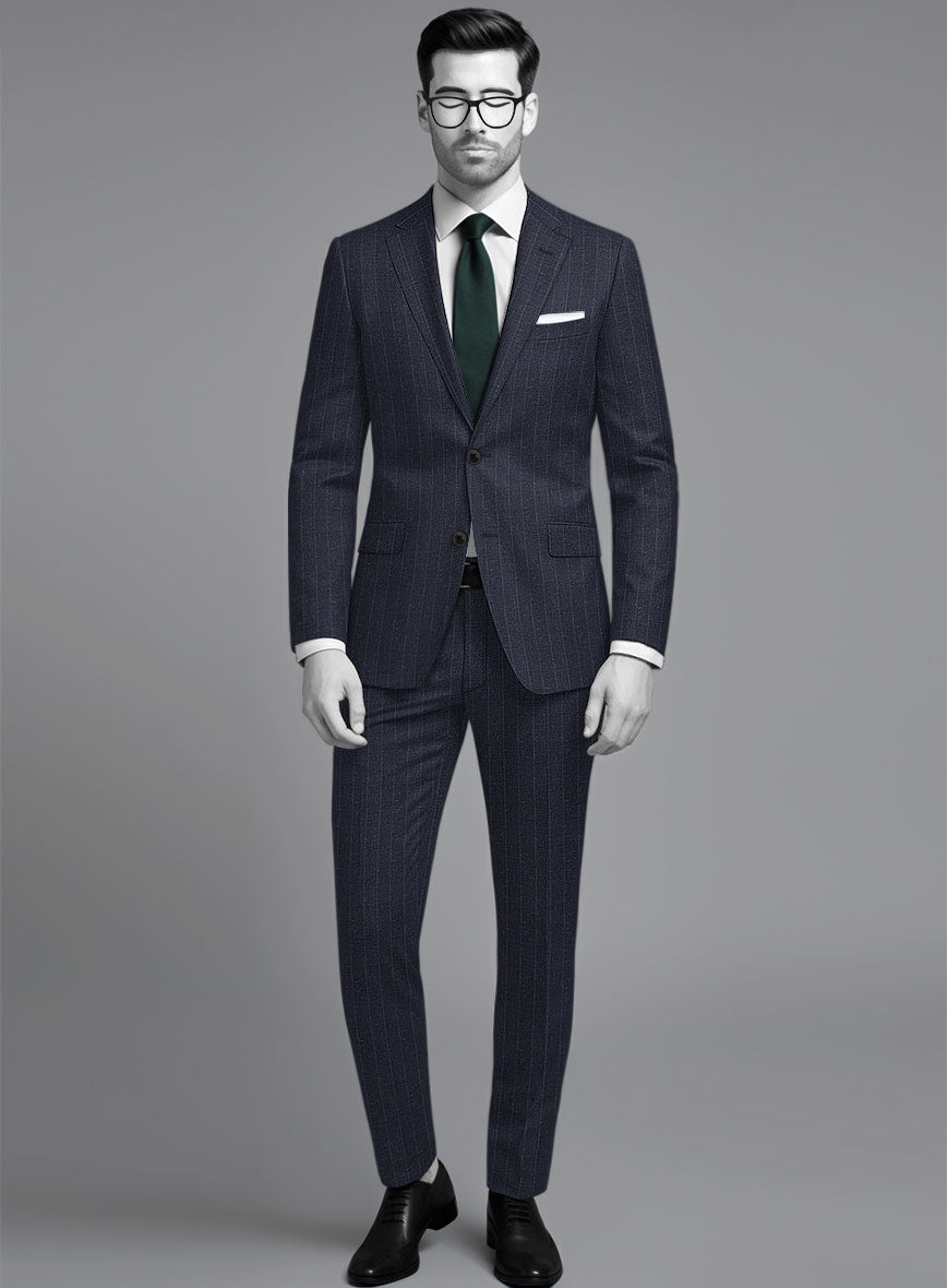 Napolean Como Bar Dark Blue Wool Suit - StudioSuits