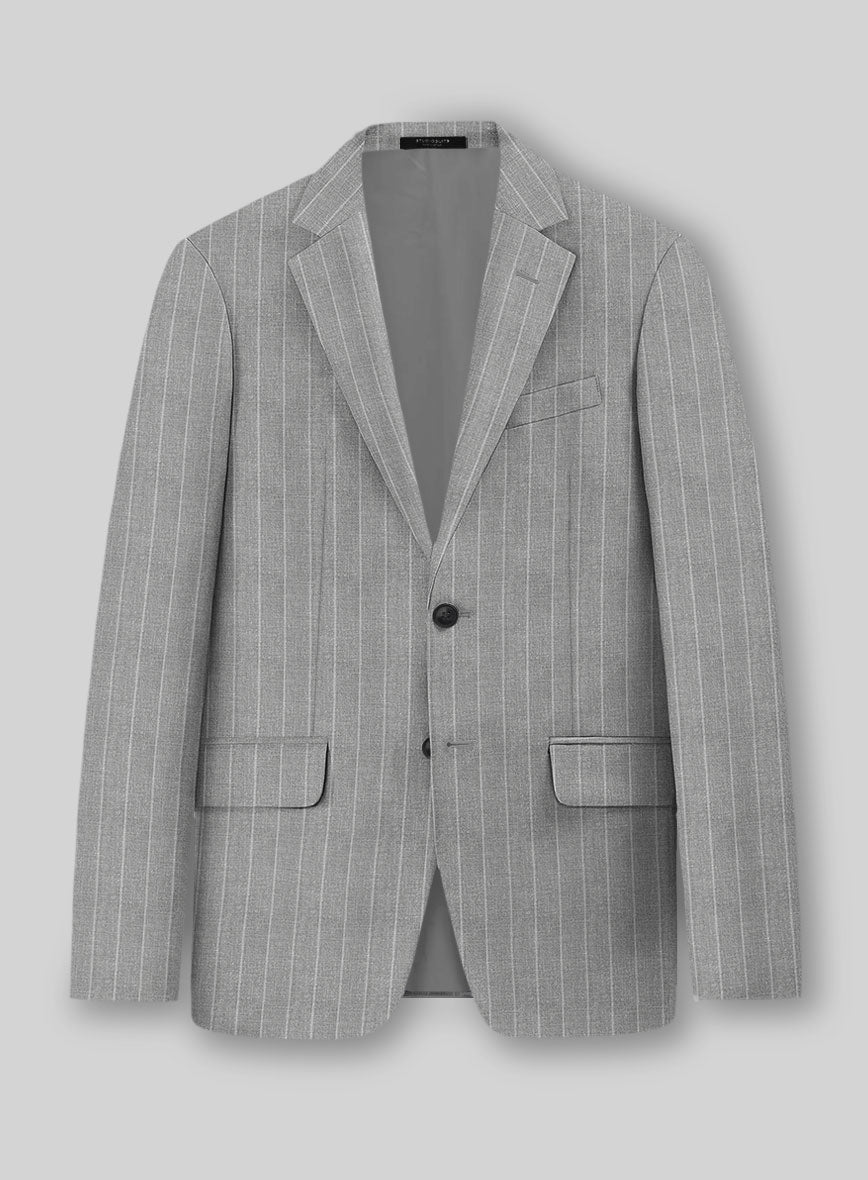 Napolean Como Bar Gray Wool Jacket - StudioSuits