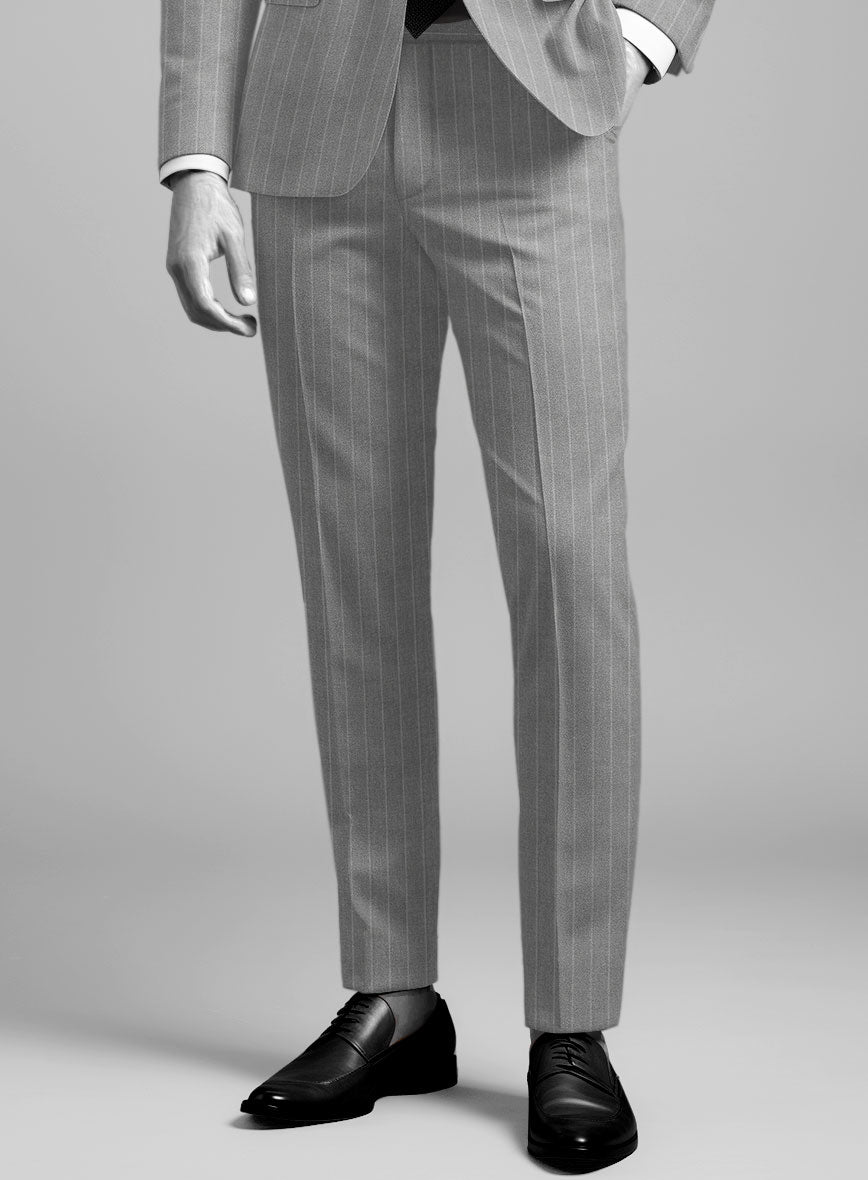 Napolean Como Bar Gray Wool Pants - StudioSuits