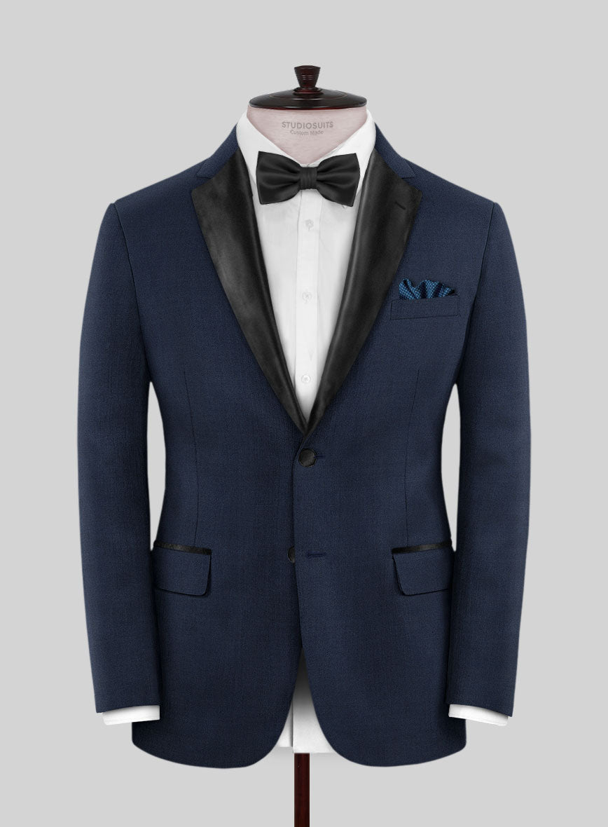 Napolean Cosmic Blue Wool Tuxedo Jacket - StudioSuits