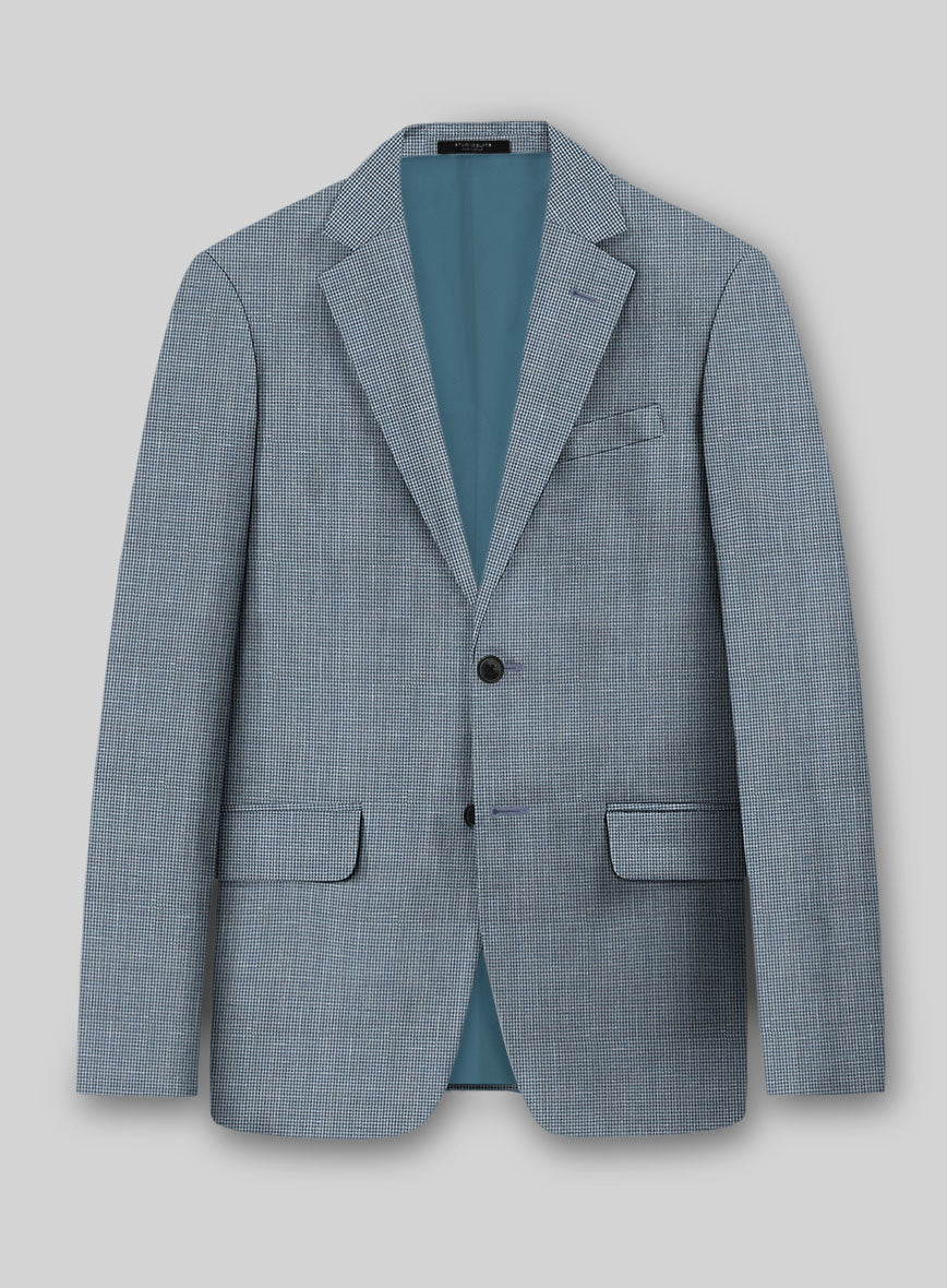 Napolean Costa Mini Houndstooth Blue Wool Jacket - StudioSuits