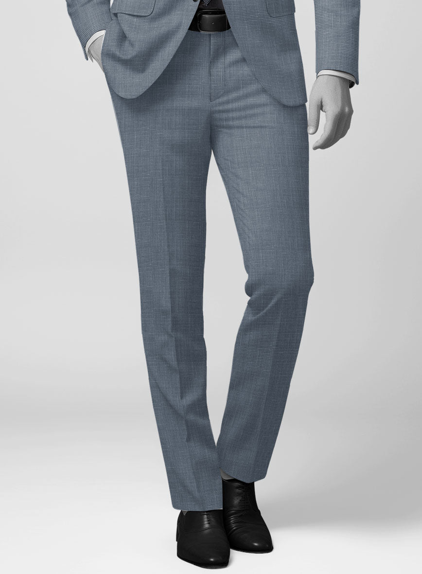 Napolean Costa Mini Houndstooth Blue Wool Pants - StudioSuits