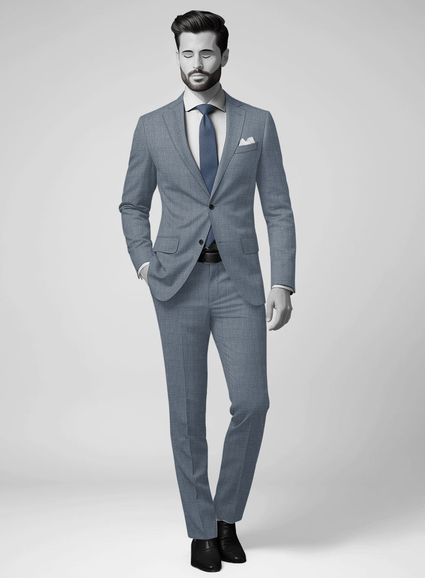 Napolean Costa Mini Houndstooth Blue Wool Suit - StudioSuits